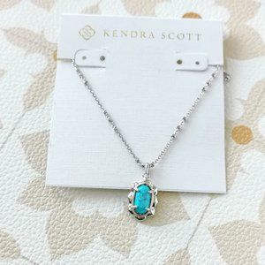 Kendra Scott Piper Silver Necklace Variegated Turquoise Magnesite